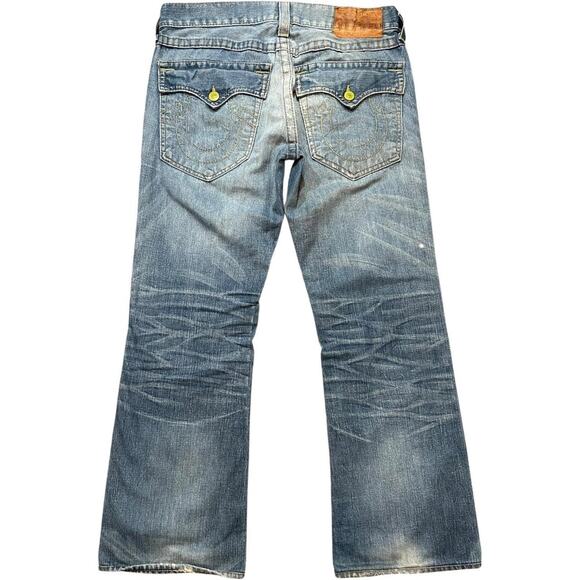 True Religion Y2K Distressed Flap Pocket Bootcut Jeans - Picture 2 of 7